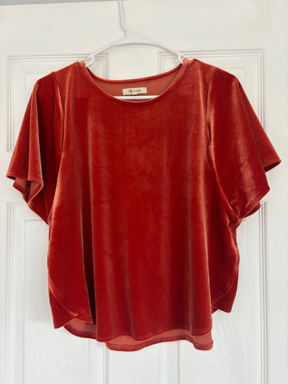 Madewell Short-Sleeve Velvet Tee in Burnt Orange